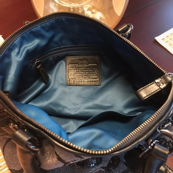 Coach Black Sequin Op Art Satchel - Picture 5 of 5